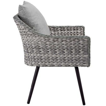 Endeavor 4 Piece Outdoor Patio Wicker Rattan Loveseat Armchair and Coffee Table Set by Modway