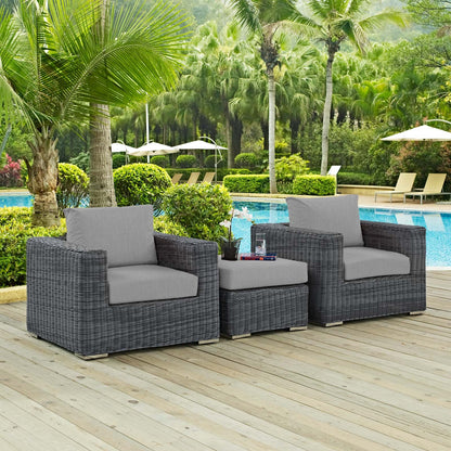 Summon 3 Piece Outdoor Patio Sunbrella¨ Sectional Set by Modway