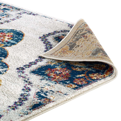 Entourage Malia Distressed Vintage Floral Vintage Medallion 5x8 Area Rug by Modway