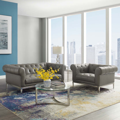 Idyll Tufted Upholstered Leather Loveseat and Armchair by Modway
