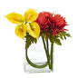 12'' Calla Lily and Artichoke in Rectangular Glass Vase Artificial Arrangement