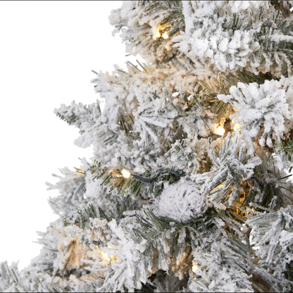 7' Flocked White River Mountain Pine Artificial Christmas Tree w/ Pinecones