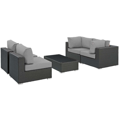 Sojourn 5 Piece Outdoor Patio Sunbrella¨ Sectional Set by Modway