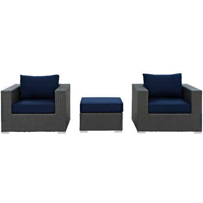 Sojourn 3 Piece Outdoor Patio Sunbrella¨ Sectional Set by Modway
