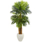 5.5' Triple Areca Palm Artificial Tree In White Planter 5683 By Nearly Natural