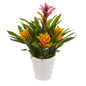 Bromeliad Artificial Plant in White  Vase