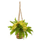 29"  Phalaenopsis Orchid and Fern Artificial Plant in Hanging Basket
