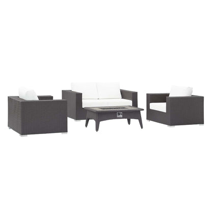 Convene 4 Piece Set Outdoor Patio with Fire Pit by Modway