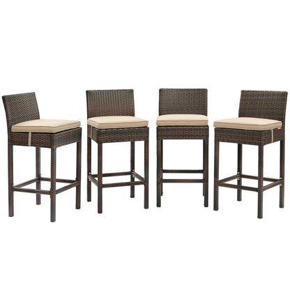 Conduit Outdoor Patio Wicker Rattan Bar Stool Set of 4 by Modway
