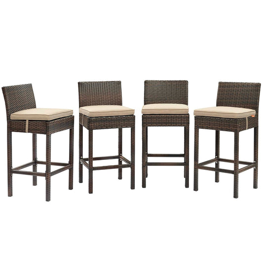 Conduit Outdoor Patio Wicker Rattan Bar Stool Set of 4 by Modway
