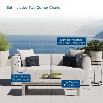 Saybrook 2-Piece Outdoor Patio Upholstered Sectional Sofa Loveseat by Modway