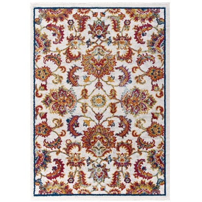 Entourage Azami Distressed Vintage Floral Lattice 5x8 Area Rug by Modway