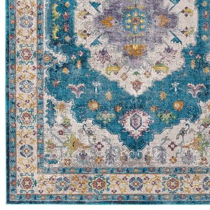 Success Anisah Distressed Floral Vintage Medallion 5x8 Area Rug by Modway