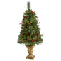 4' Pine, Pinecone & Berries Artificial Christmas Tree w/ 100 Clear LED Lights