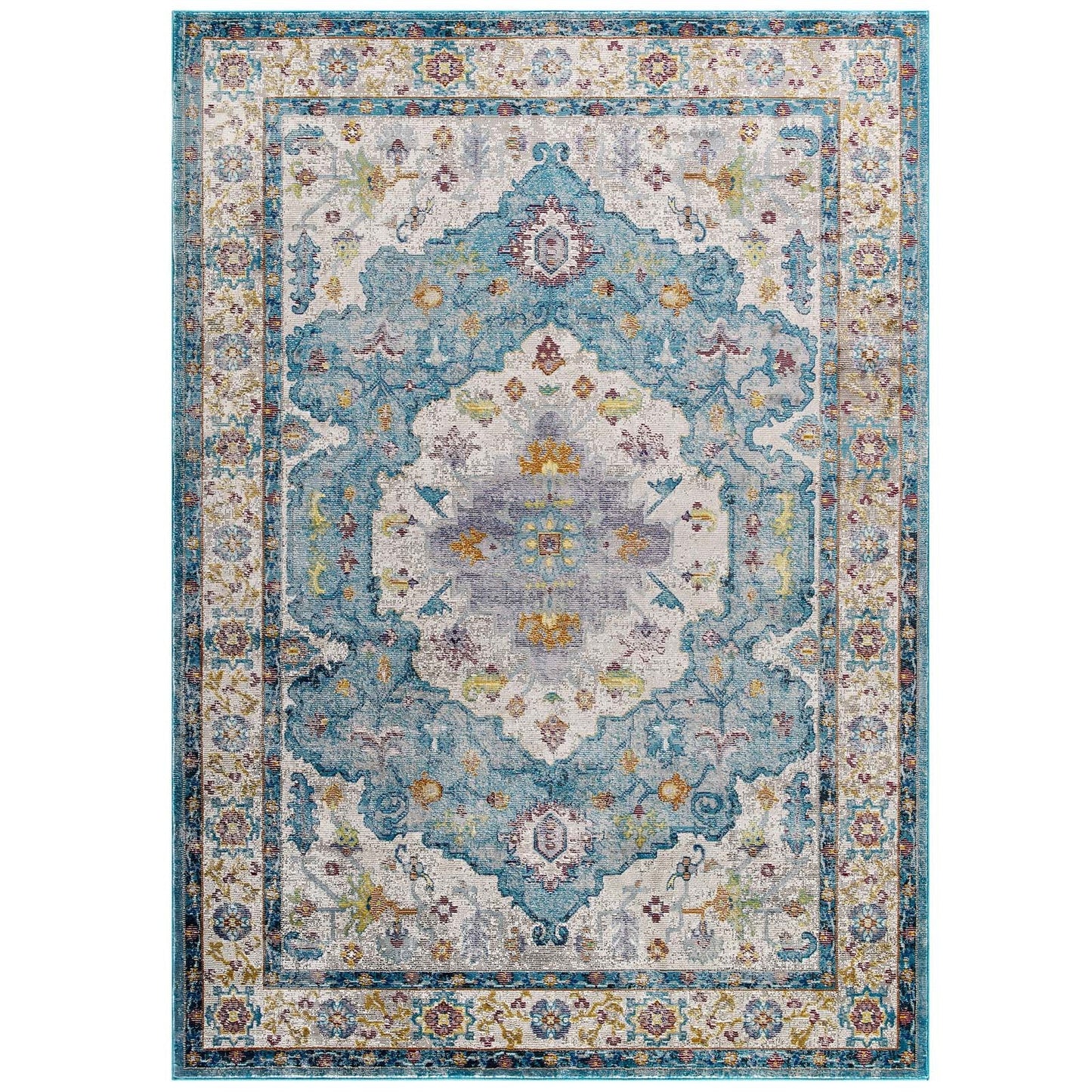 Success Anisah Distressed Floral Vintage Medallion 4x6 Area Rug by Modway