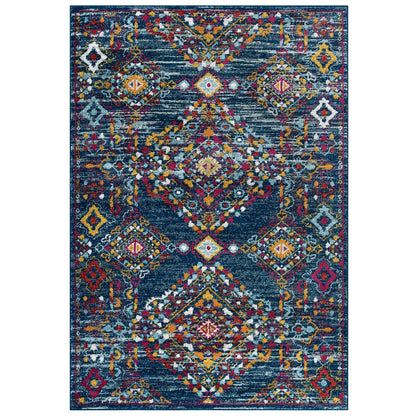 Entourage Khalida Distressed Vintage Floral Lattice 5x8 Area Rug by Modway