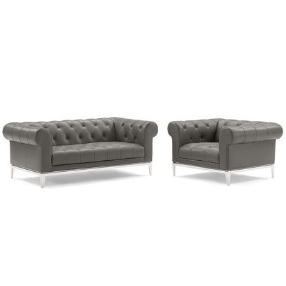 Idyll Tufted Upholstered Leather Loveseat and Armchair by Modway