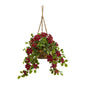 3.5' Poinsettia and Variegated Holly Artificial Plant in Hanging Basket