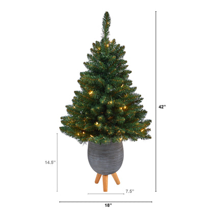 3.5' Northern Rocky Spruce Artificial Christmas Tree w/ 50 Clear Lights