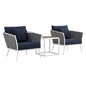 Stance 3 Piece Outdoor Patio Aluminum Sectional Sofa Set by Modway