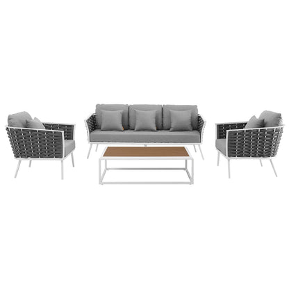 Stance 4 Piece Outdoor Patio Aluminum Sectional Sofa Set by Modway