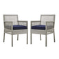 Aura Outdoor Patio Wicker Rattan Dining Armchair Set of 2 by Modway