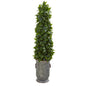 40" Sweet Bay Cone Topiary Artificial Tree in Vintage Metal Planter