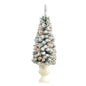 3' Flocked Pencil Artificial Christmas Tree w/ 50 Clear Lights & 132 Bendable