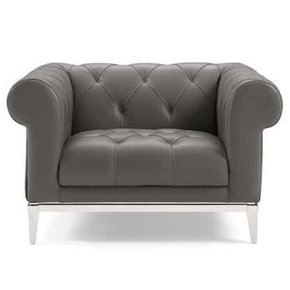 Idyll Tufted Button Upholstered Leather Chesterfield Armchair by Modway