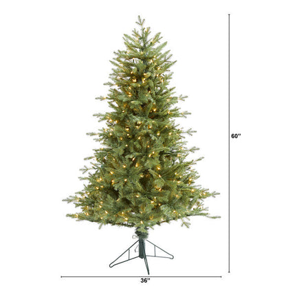 5' New Hampshire Spruce Artificial Christmas Tree with 300 Warm White Lights