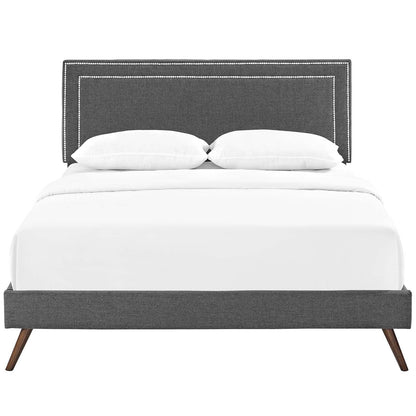Virginia Fabric Queen Platform Bed with Round Splayed Legs by Modway
