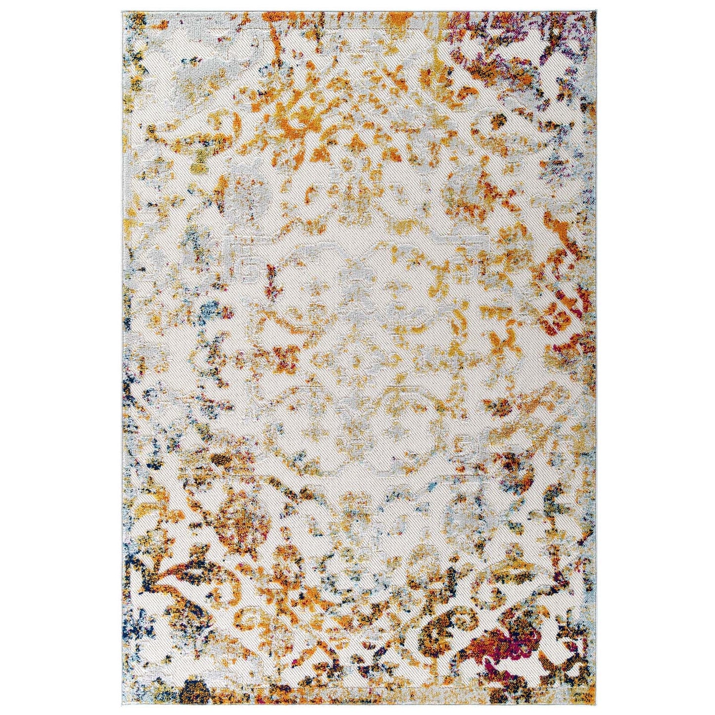 Reflect Primrose Ornate Floral Lattice 8x10 Indoor/Outdoor Area Rug by Modway