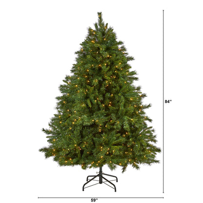 7' Wyoming Mixed Pine Artificial Christmas Tree with 550 Clear Lights