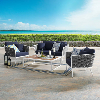 Stance 4 Piece Outdoor Patio Aluminum Sectional Sofa Set by Modway