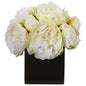 Peony Artificial Arrangement in Black Vase