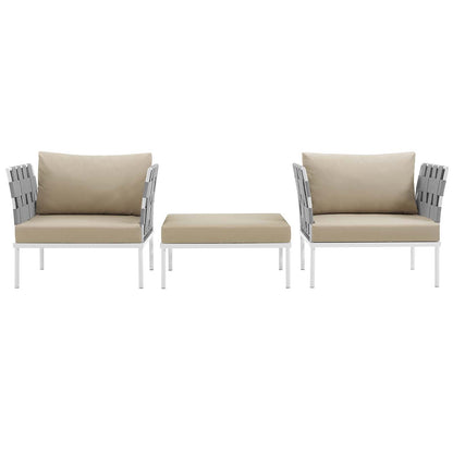 Harmony 3 Piece Outdoor Patio Aluminum Sectional Sofa Set by Modway