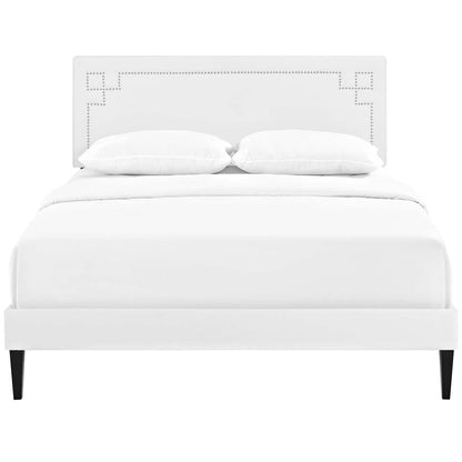 Ruthie Vinyl Queen Platform Bed with Squared Tapered Legs by Modway