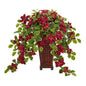 25" Poinsettia and Variegated Holly Artificial Plant in Planter (Real Touch)