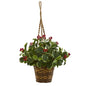 26"  Variegated Holly Artificial Plant in Hanging Basket (Real Touch)