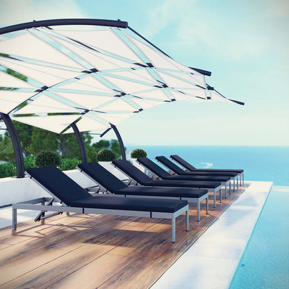Shore Outdoor Patio Aluminum Chaise with Cushions Set of 6 by Modway