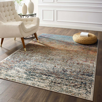Tribute Jacinda Rustic Distressed Vintage Lattice 5x8 Area Rug by Modway