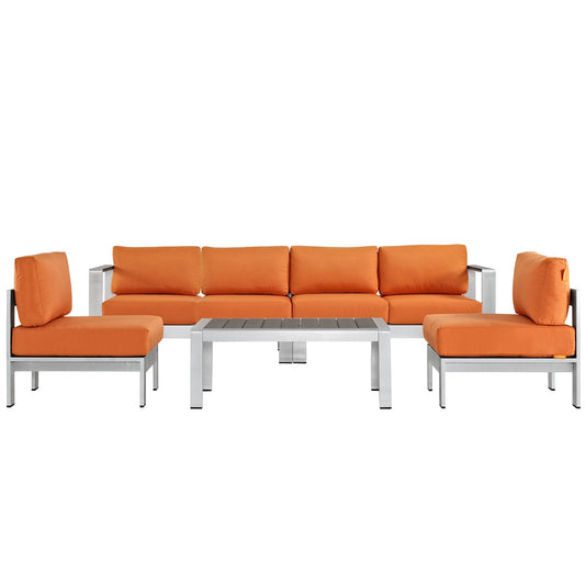 Shore 5 Piece Outdoor Patio Aluminum Sectional Sofa Set by Modway