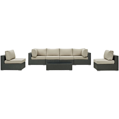 Sojourn 7 Piece Outdoor Patio Sunbrella¨ Sectional Set by Modway