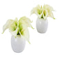 Calla Lily Artificial Arrangement in White Vase (Set of 2)