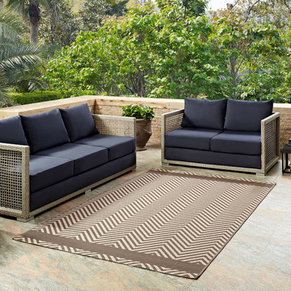 Optica Chevron With End Borders Indoor and Outdoor 8x10 Area Rug by Modway