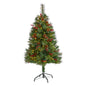 4' Mixed Pine Artificial Christmas Tree w/ 100 Clear LED Lights, Pine Cones