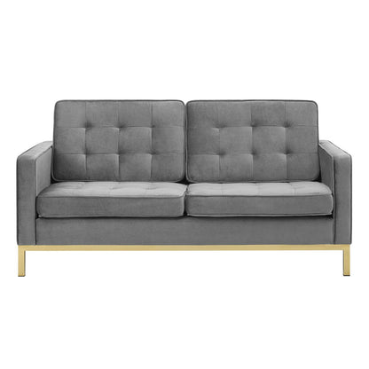 Loft Gold Stainless Steel Leg Performance Velvet Loveseat by Modway