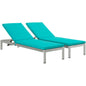 Shore Outdoor Patio Aluminum Chaise with Cushions Set of 2 by Modway
