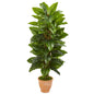 5' Large Leaf Philodendron Artificial Plant in Terra Cotta Planter (Real Touch)