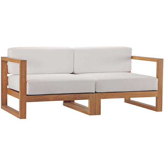 Upland 2-Piece Outdoor Patio Teak Wood Sectional Sofa Loveseat by Modway